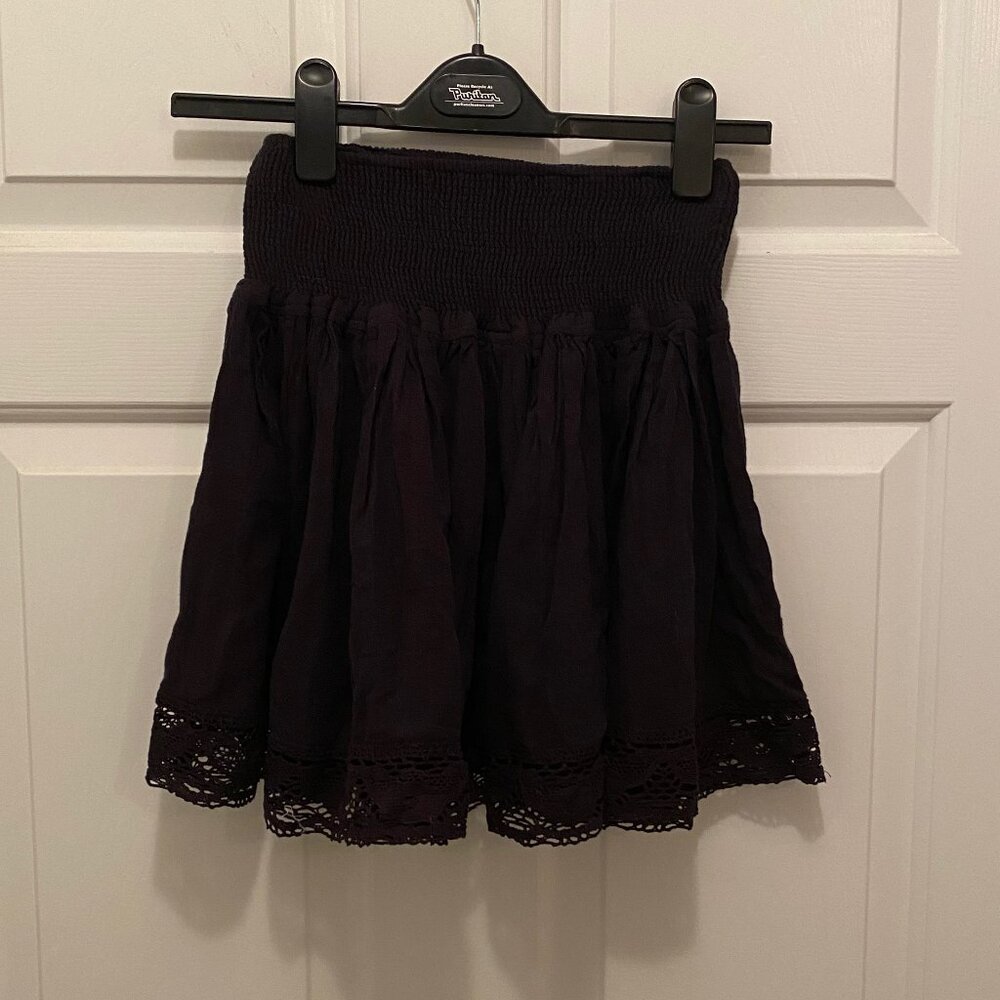 London Jean Women's Embroidered Lace Black Cotton Mini Skirt Size XS
